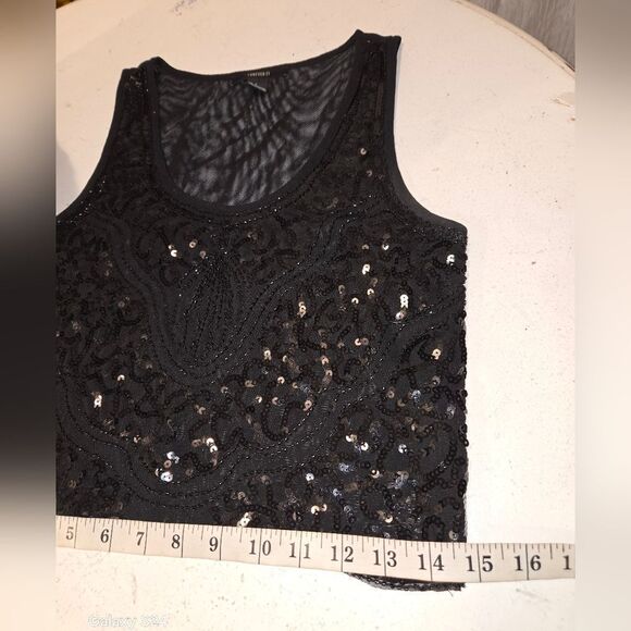 Black Sequined Tank Top Never Worn Small - Picture 6 of 14